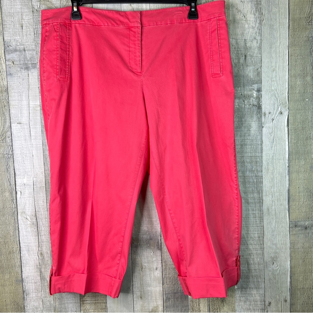 Eileen Fisher Size 1X Flamingo Color Capri Length Pants Tabbed Pant Legs